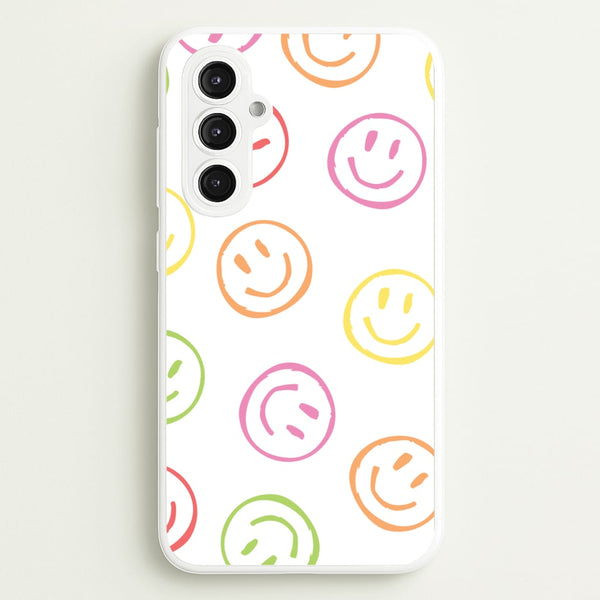 Colourful Sketched Smileys Pattern - Summer Phone Case for Galaxy S23FE