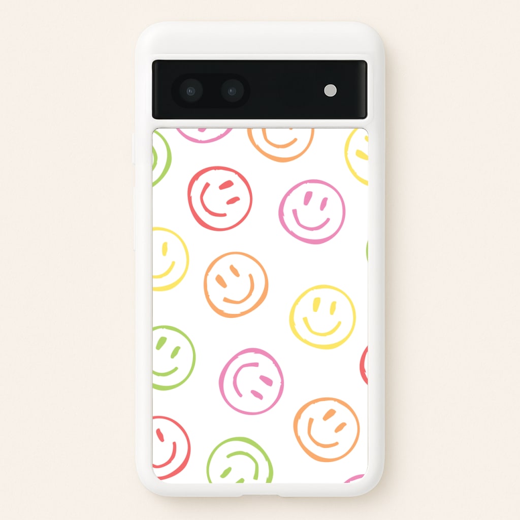 Colourful Sketched Smileys Pattern - Summer Phone Case for Google Pixel 7a