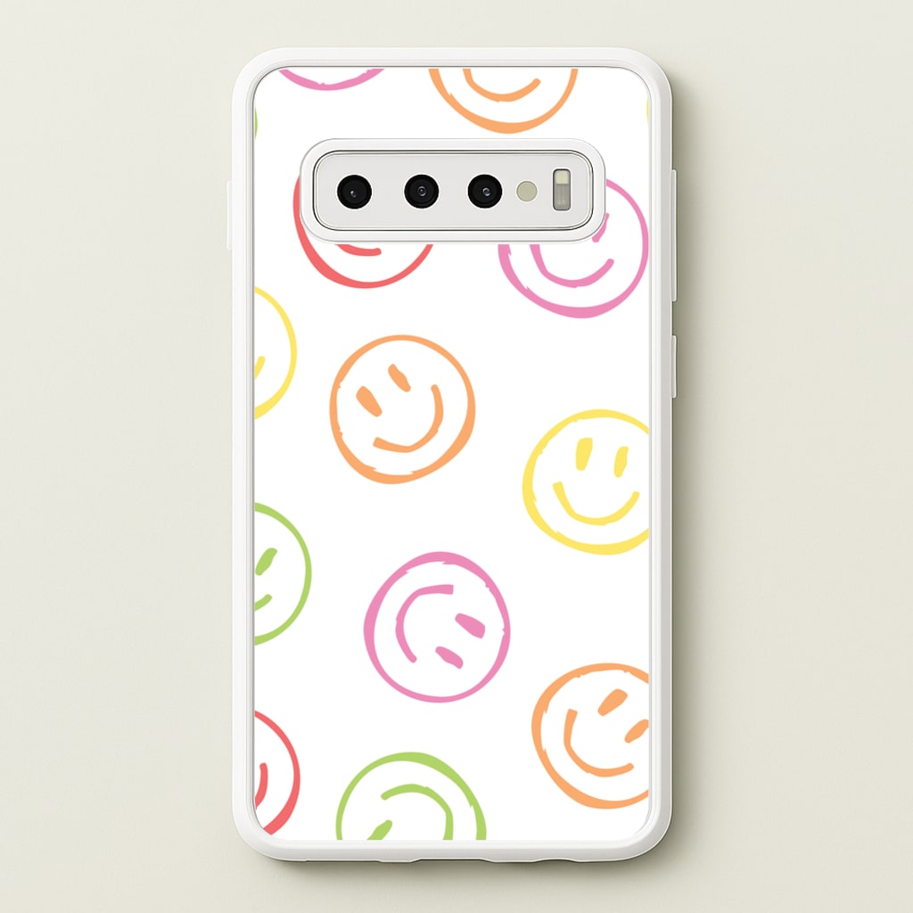 Colourful Sketched Smileys Pattern - Summer Phone Case for Galaxy S10