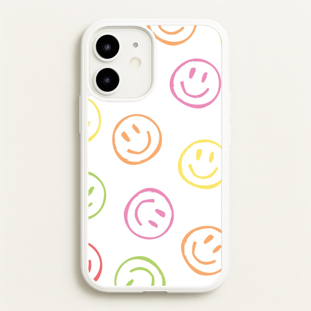 Colourful Sketched Smileys Pattern - Summer Phone Case for iPhone 12 Mini
