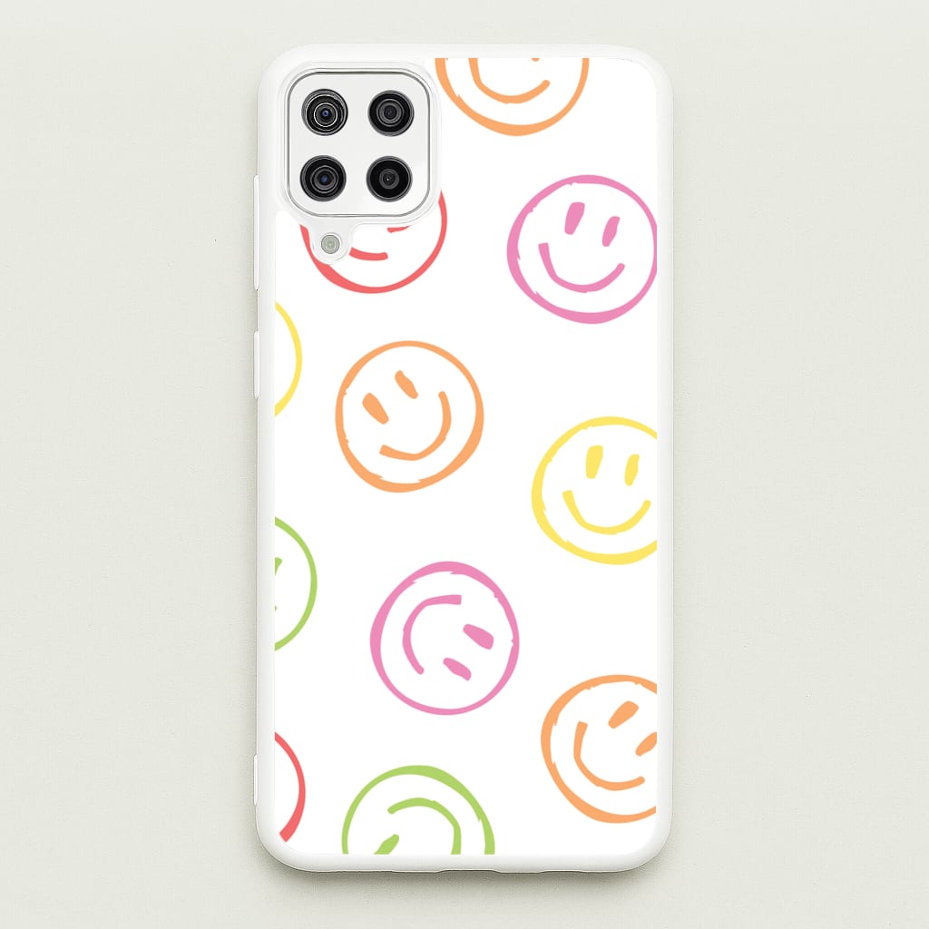 Colourful Sketched Smileys Pattern - Summer Phone Case for Galaxy A12