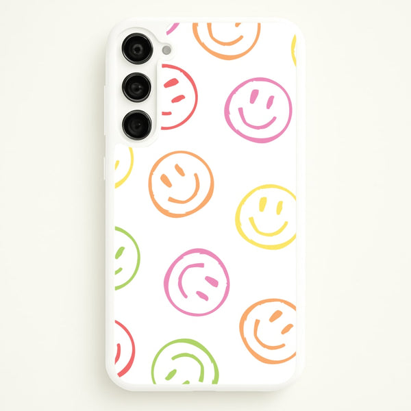 Colourful Sketched Smileys Pattern - Summer Phone Case for Galaxy S23 Plus