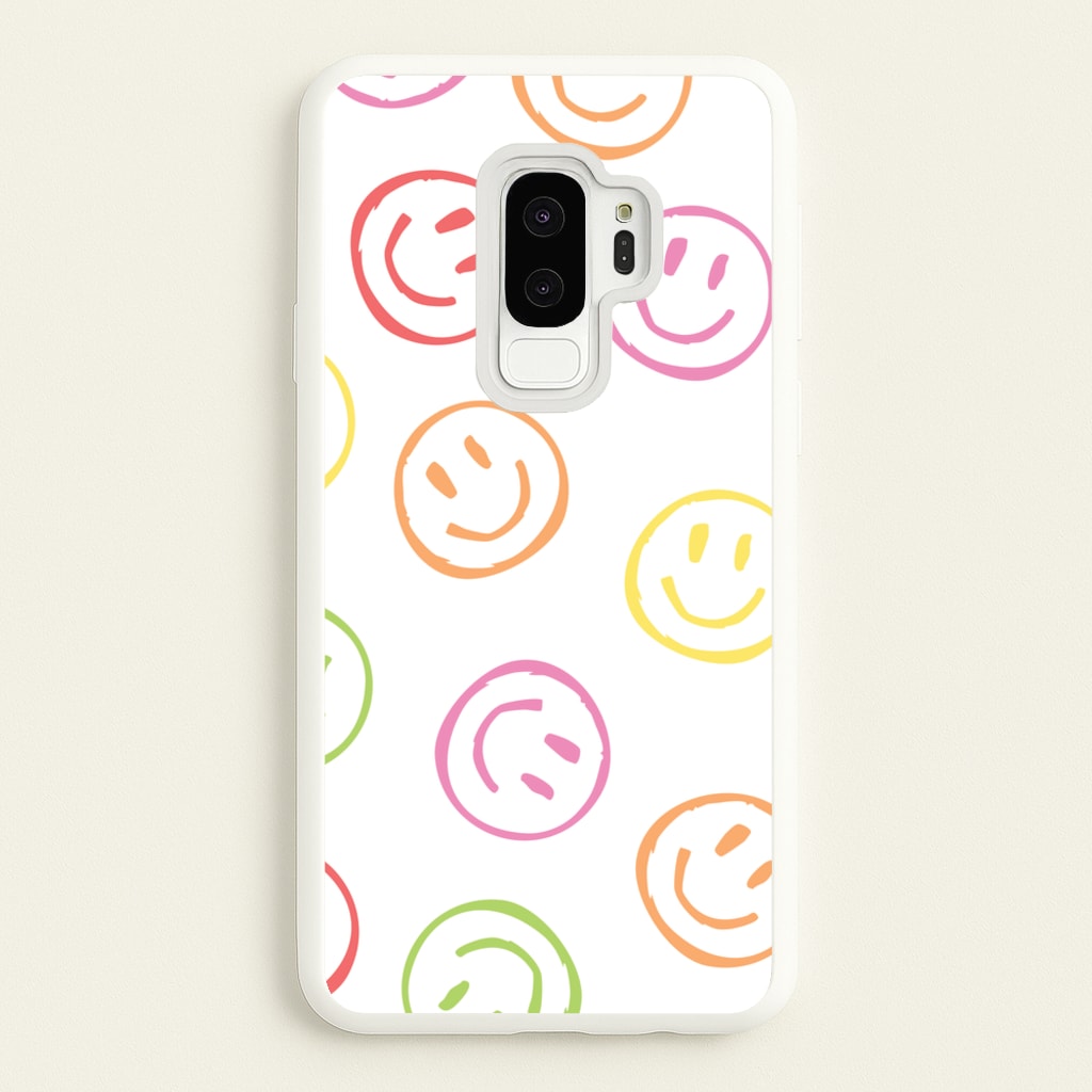 Colourful Sketched Smileys Pattern - Summer Phone Case for Galaxy S9 Plus