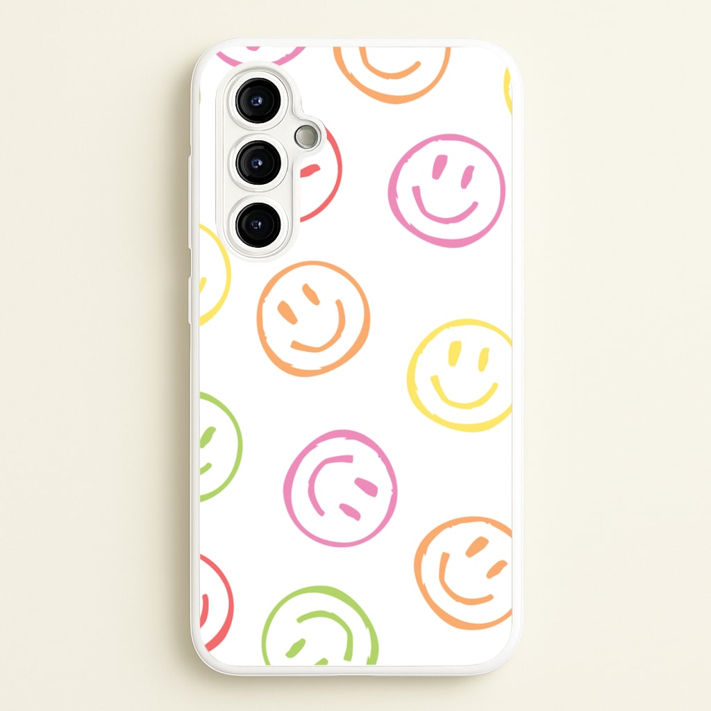 Colourful Sketched Smileys Pattern - Summer Phone Case for Galaxy A54