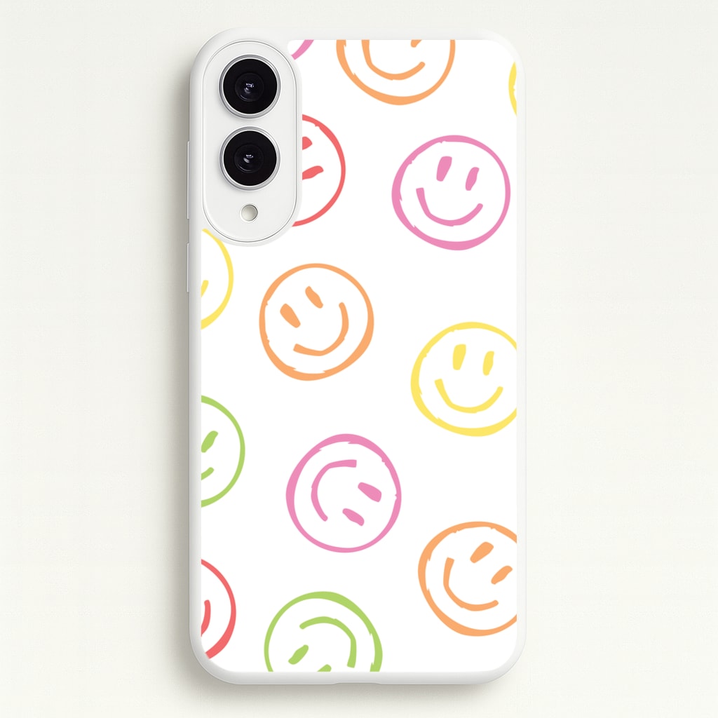 Colourful Sketched Smileys Pattern - Summer Phone Case for Galaxy S25 Edge