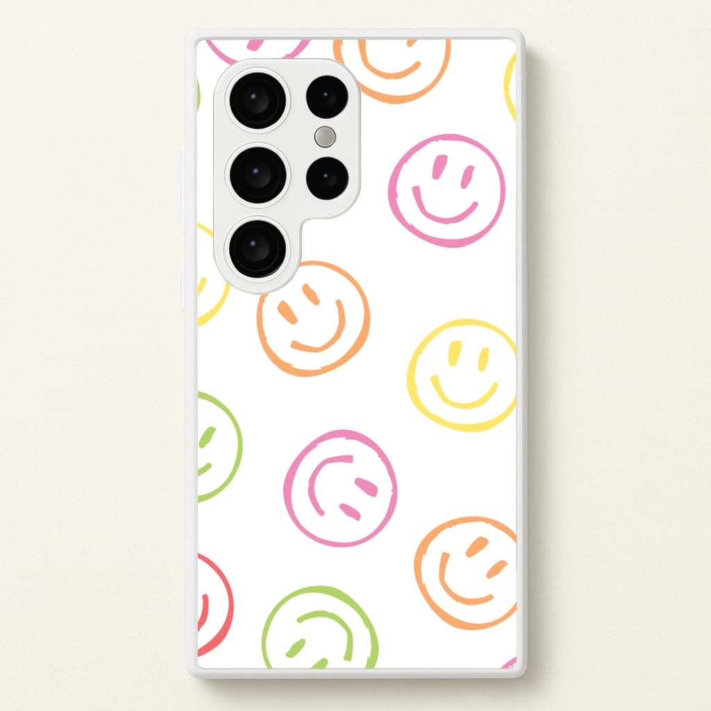 Colourful Sketched Smileys Pattern - Summer Phone Case for Galaxy S24 Ultra