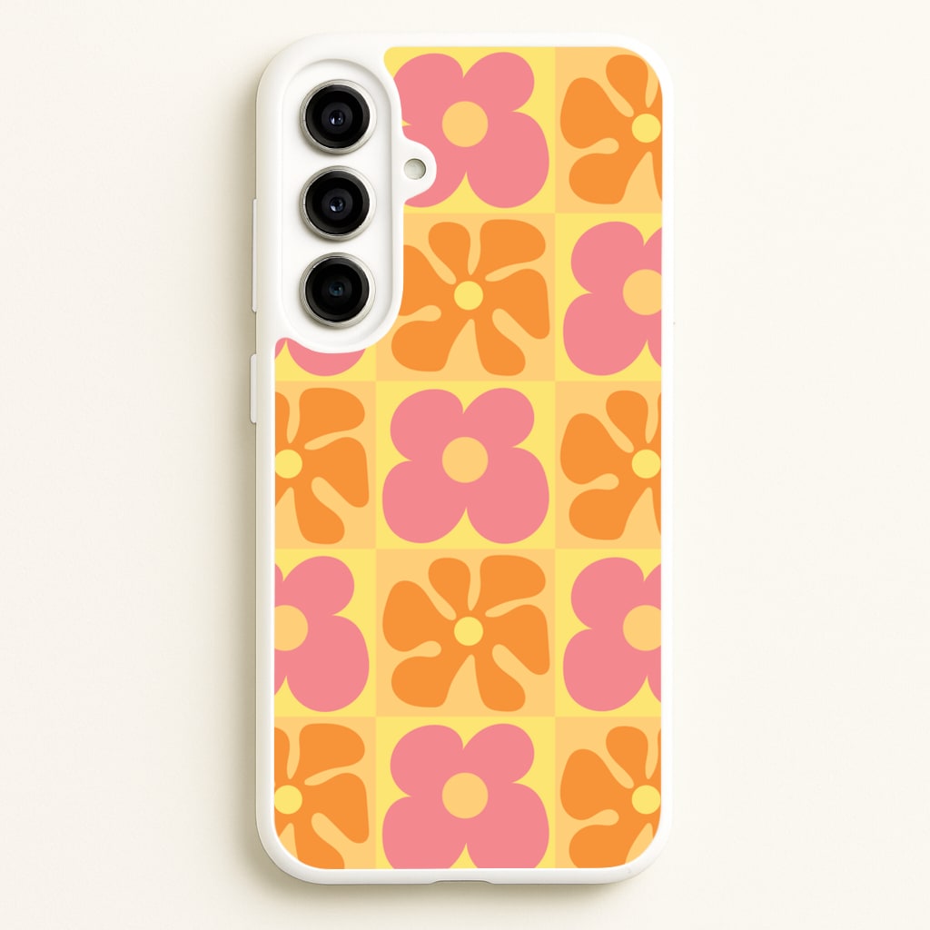 Summer Flowers Checkered Pattern - Summer Phone Case for Galaxy A56