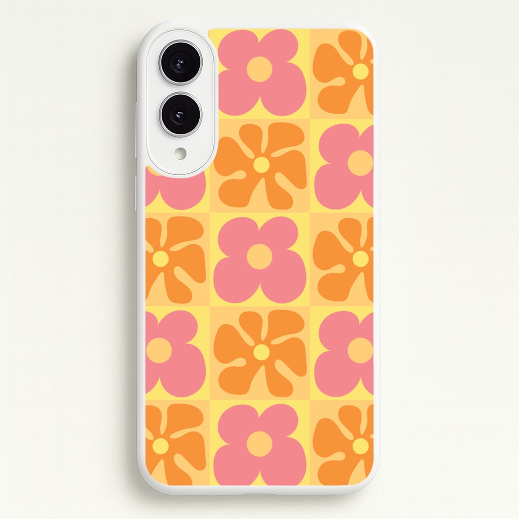 Summer Flowers Checkered Pattern - Summer Phone Case for Galaxy S25 Edge
