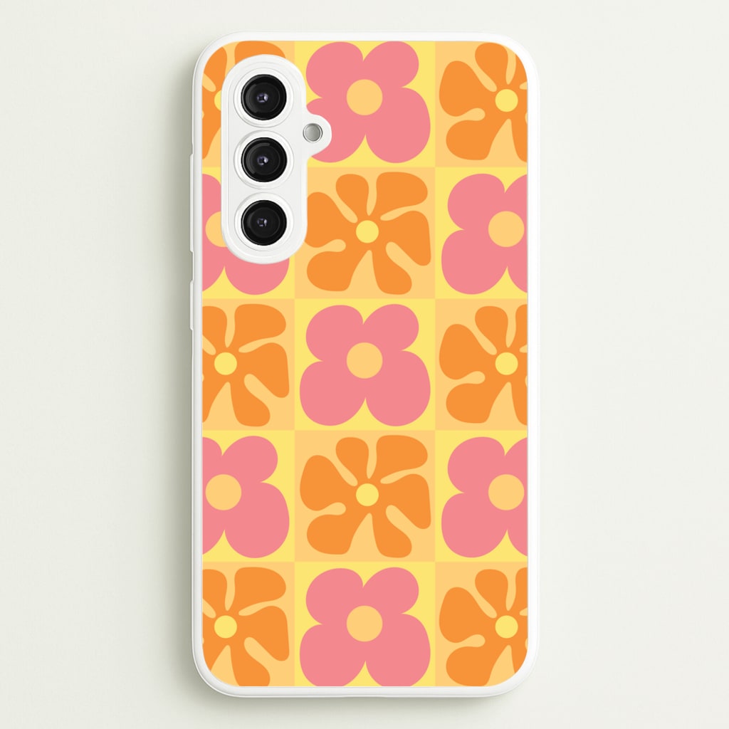 Summer Flowers Checkered Pattern - Summer Phone Case for Galaxy S23FE