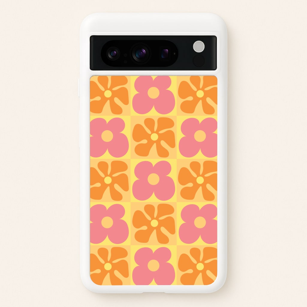 Summer Flowers Checkered Pattern - Summer Phone Case for Google Pixel 8 Pro