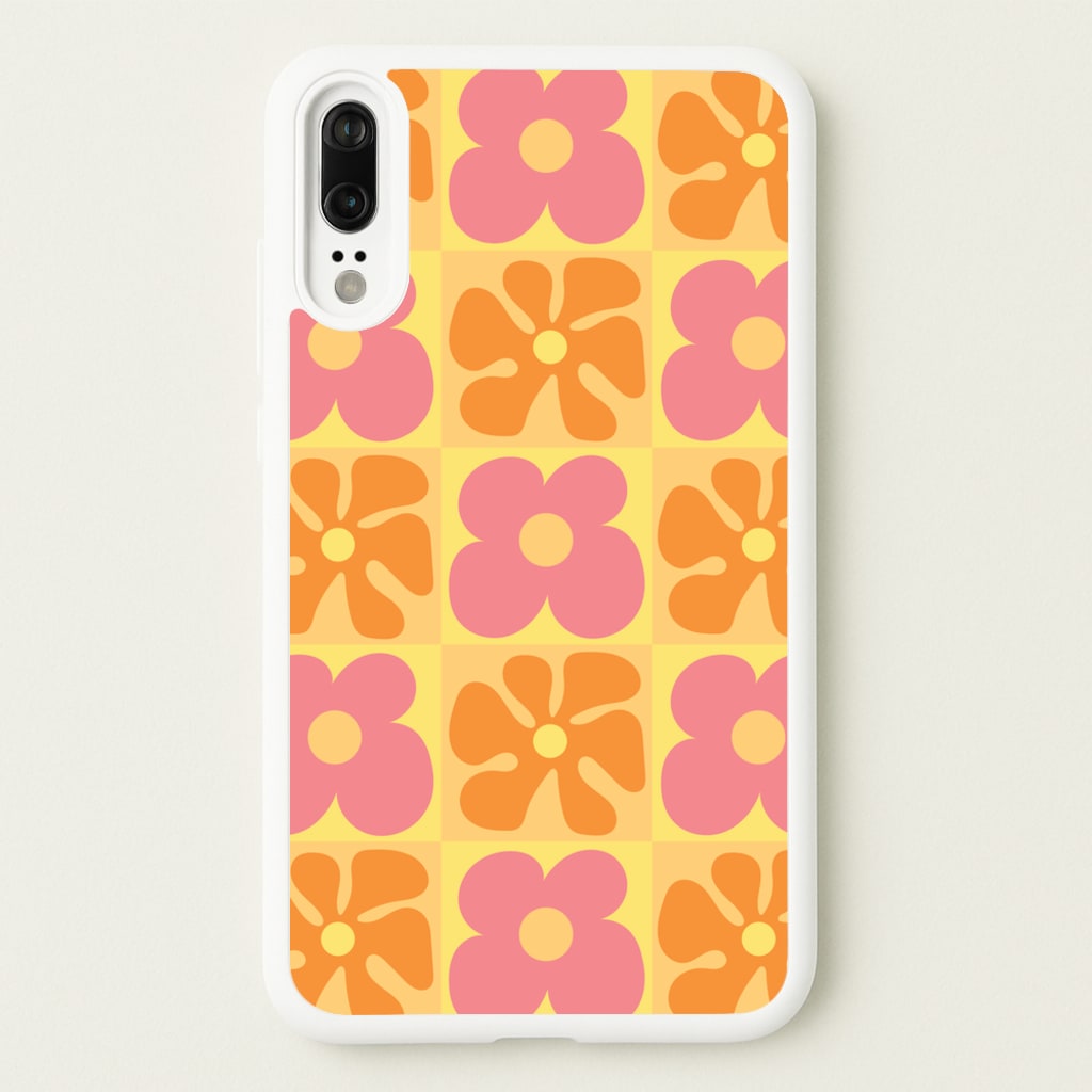 Summer Flowers Checkered Pattern - Summer Phone Case for Huawei P20