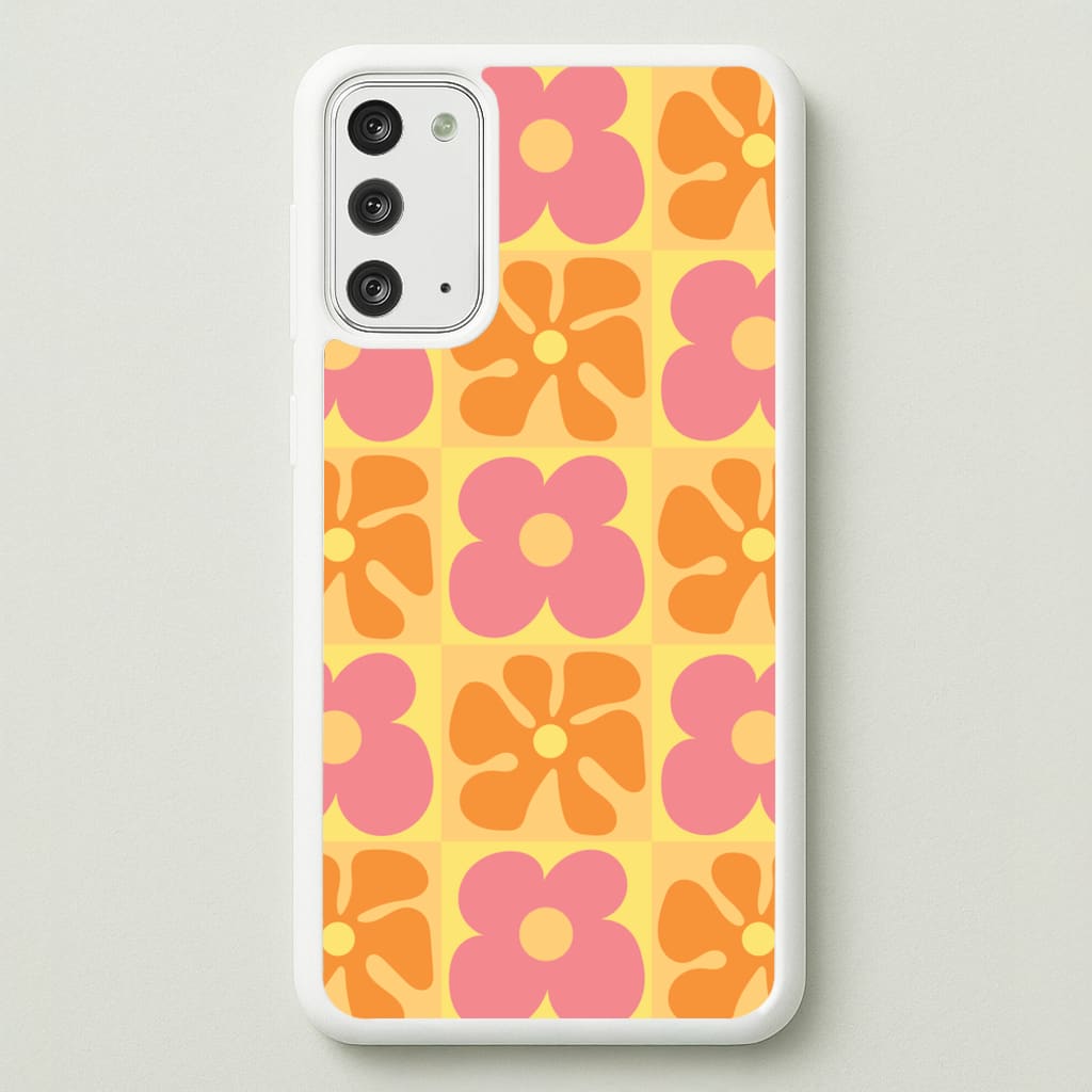 Summer Flowers Checkered Pattern - Summer Phone Case for Galaxy Note 20
