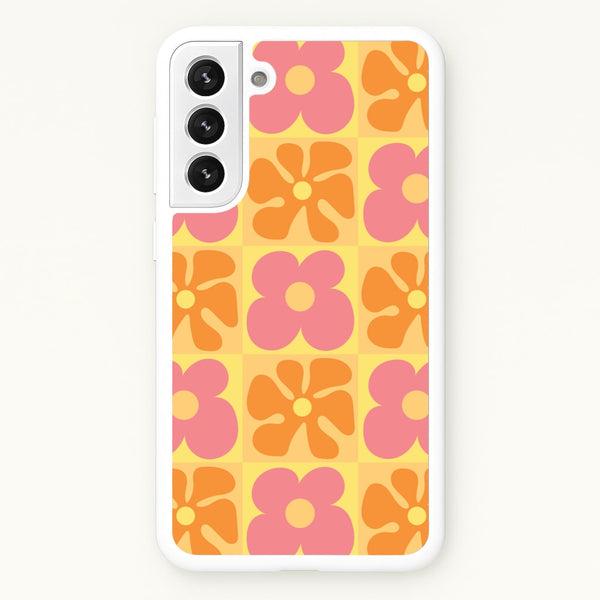 Summer Flowers Checkered Pattern - Summer Phone Case for Galaxy S21FE