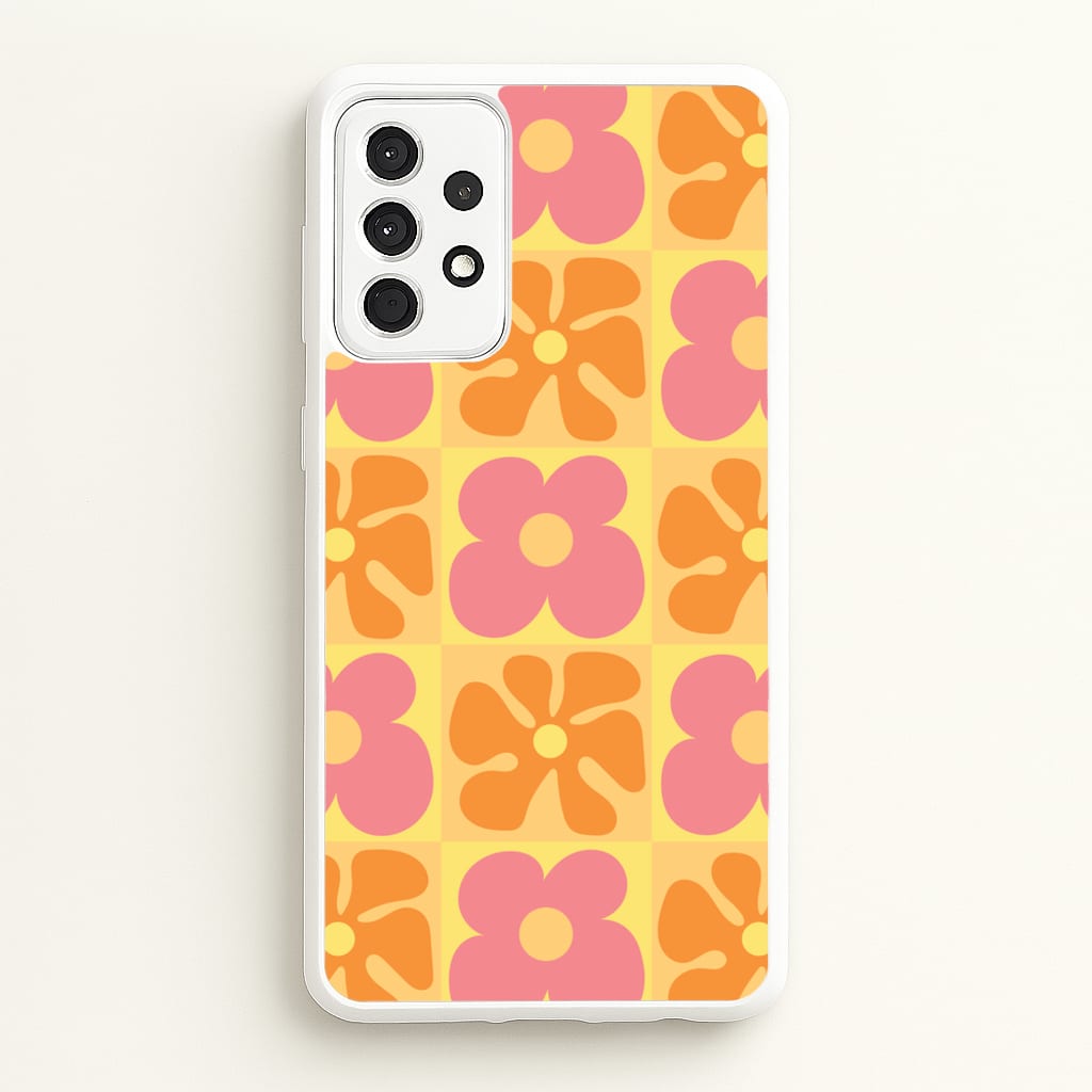 Summer Flowers Checkered Pattern - Summer Phone Case for Galaxy A52 / A52s