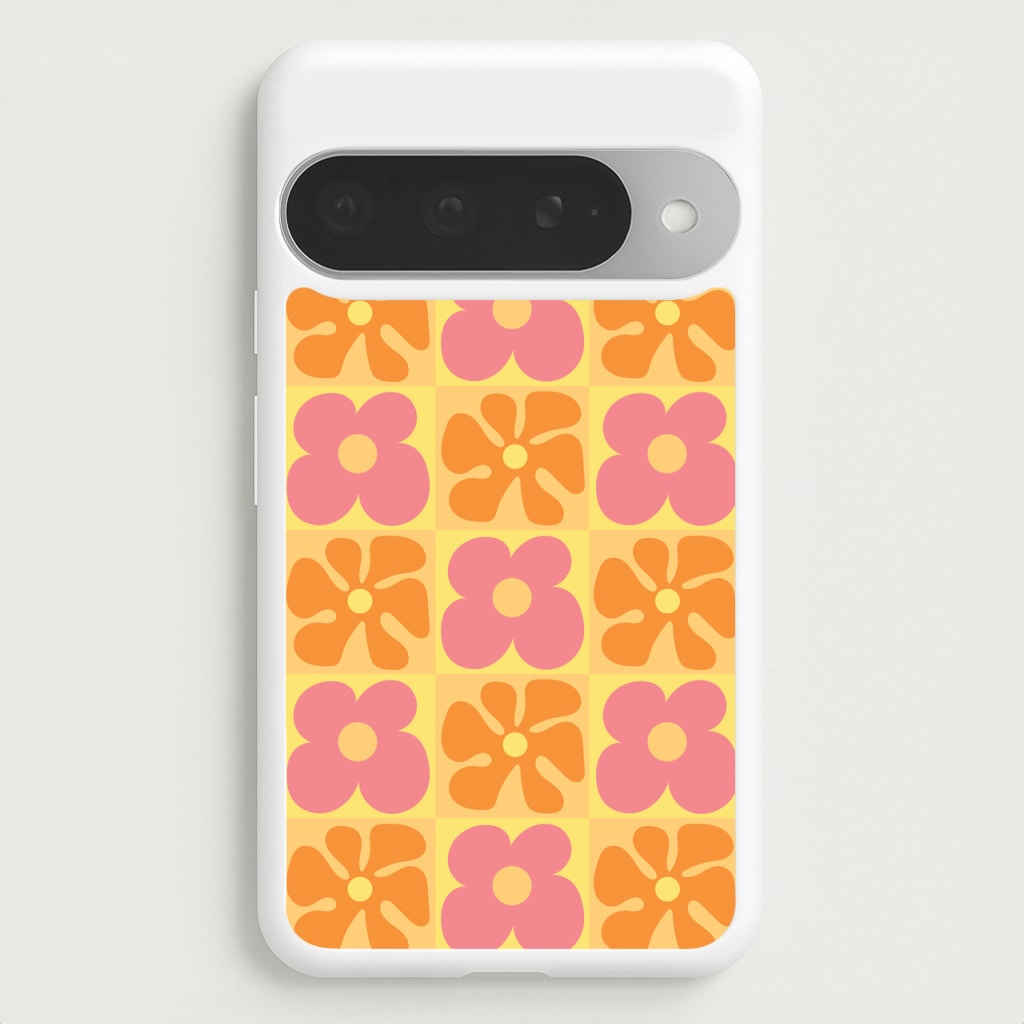 Summer Flowers Checkered Pattern Phone Case for Google Pixel 10 Pro XL