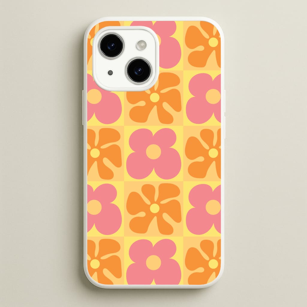 Summer Flowers Checkered Pattern - Summer Phone Case for iPhone 14 Plus