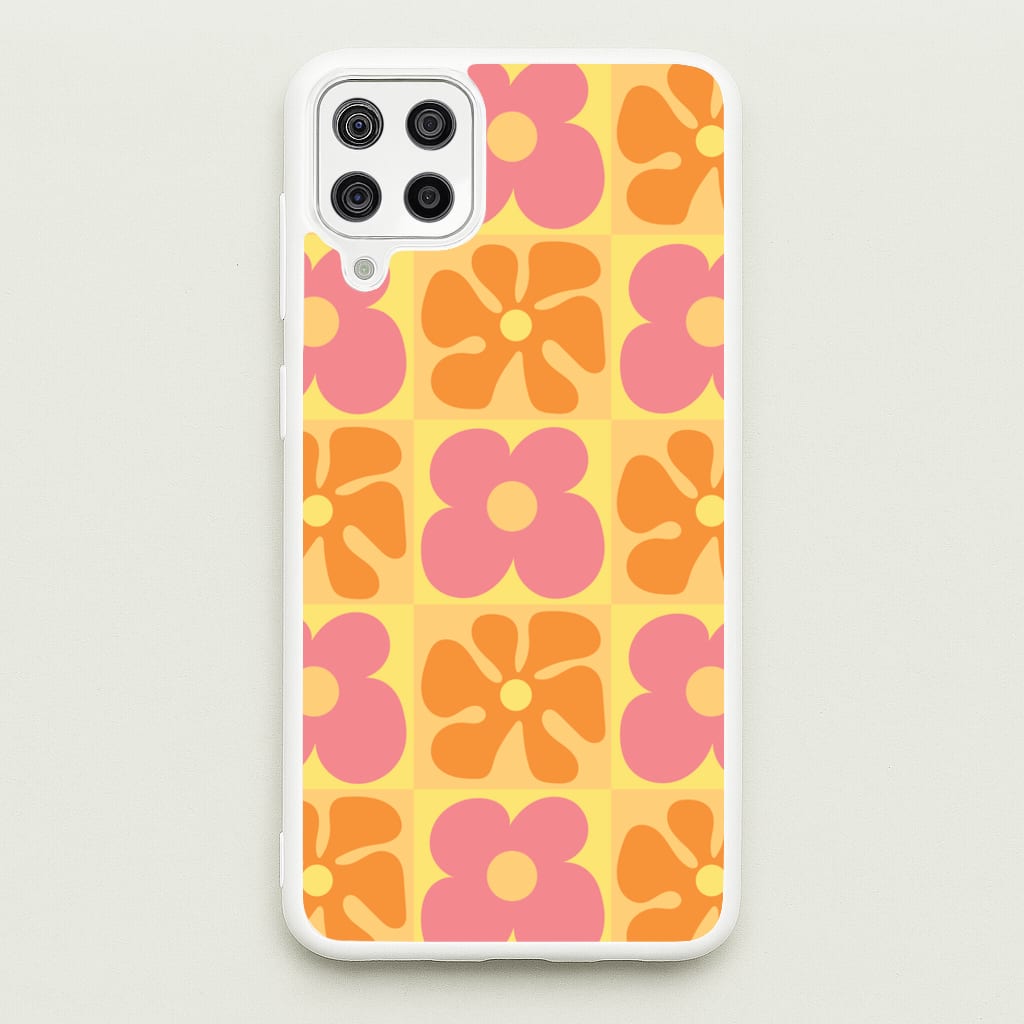 Summer Flowers Checkered Pattern - Summer Phone Case for Galaxy A12