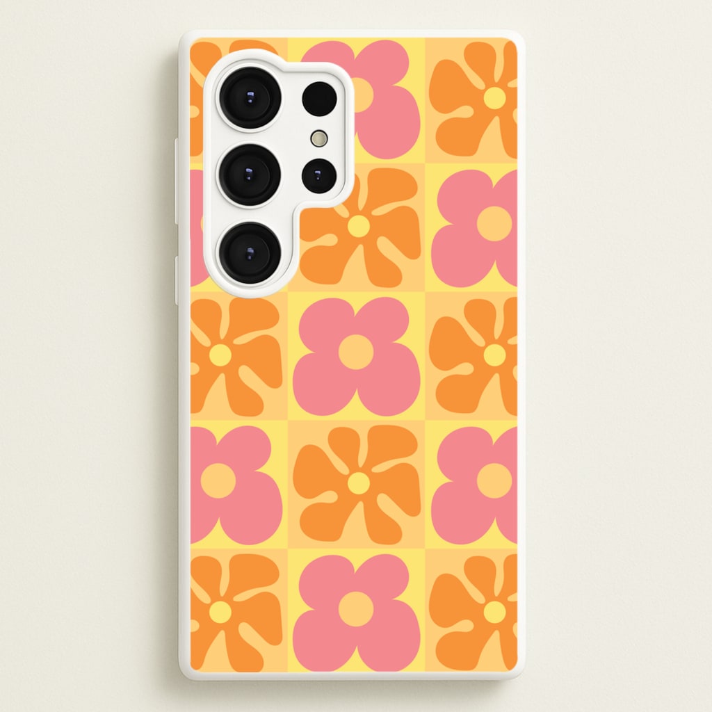 Summer Flowers Checkered Pattern - Summer Phone Case for Galaxy S25 Ultra