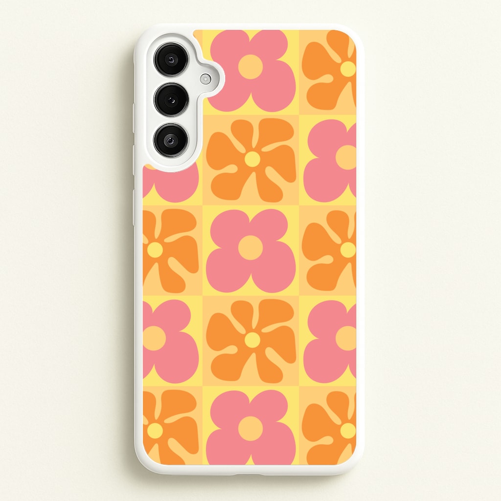 Summer Flowers Checkered Pattern - Summer Phone Case for Galaxy A34