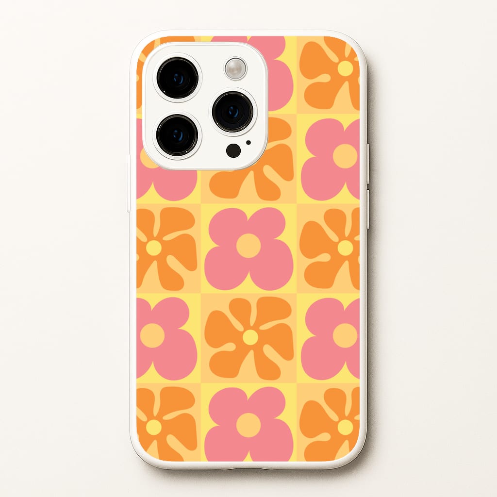 Summer Flowers Checkered Pattern - Summer Phone Case for iPhone 15 Pro Max