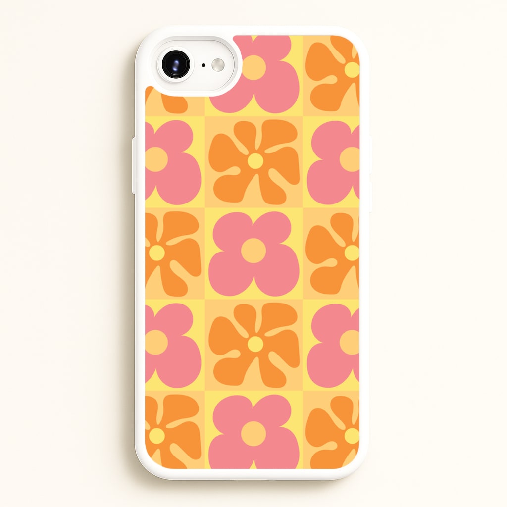 Summer Flowers Checkered Pattern - Summer Phone Case for iPhone 6 / 7 / 8 / SE