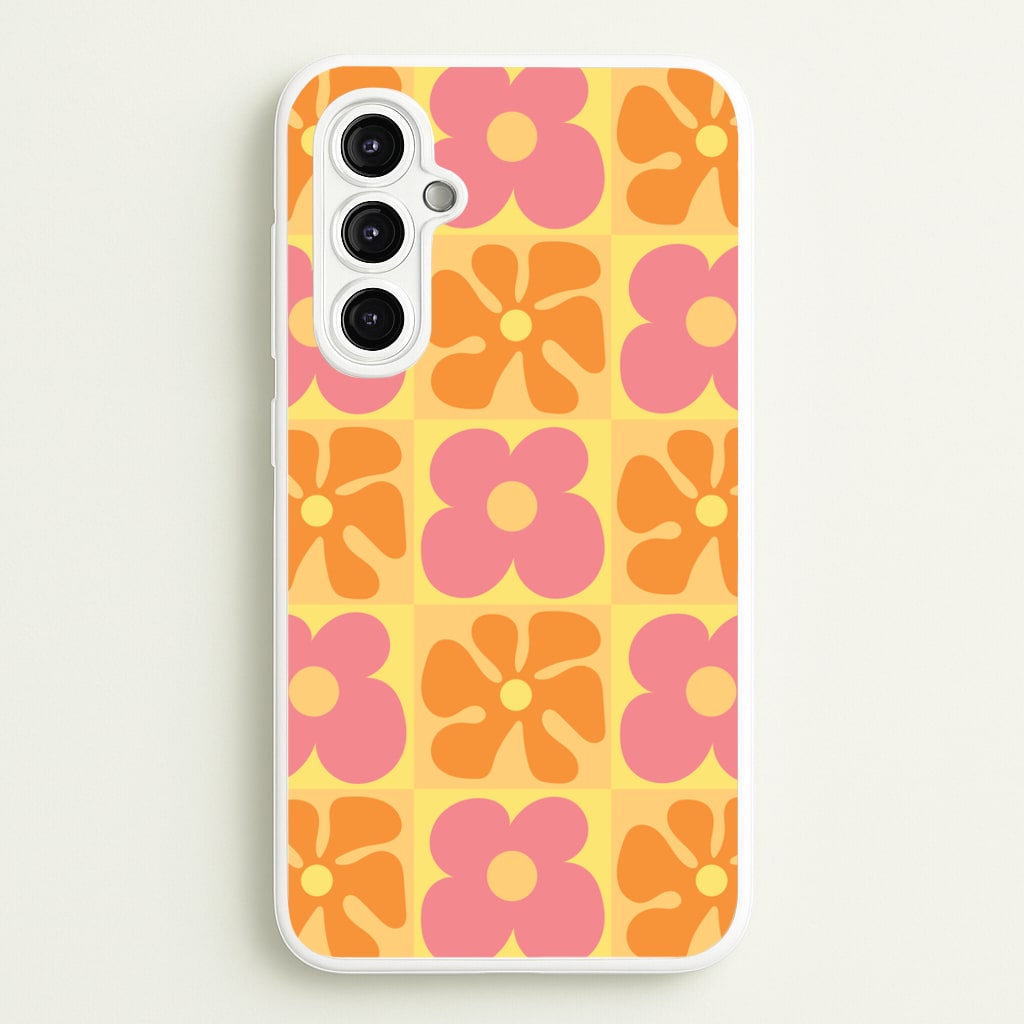 Summer Flowers Checkered Pattern - Summer Phone Case for Galaxy A14