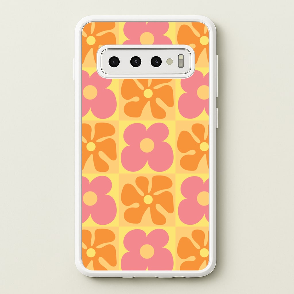 Summer Flowers Checkered Pattern - Summer Phone Case for Galaxy S10 Plus