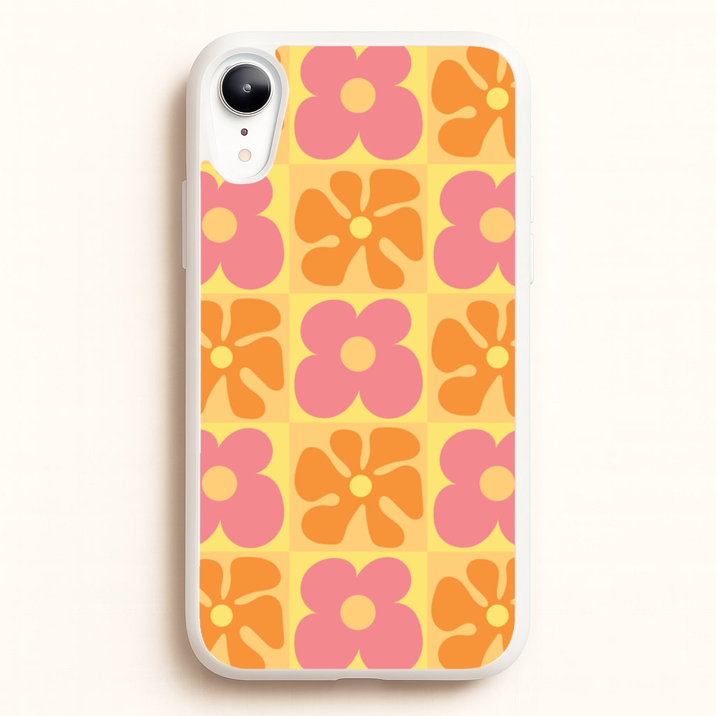 Summer Flowers Checkered Pattern - Summer Phone Case for iPhone XR