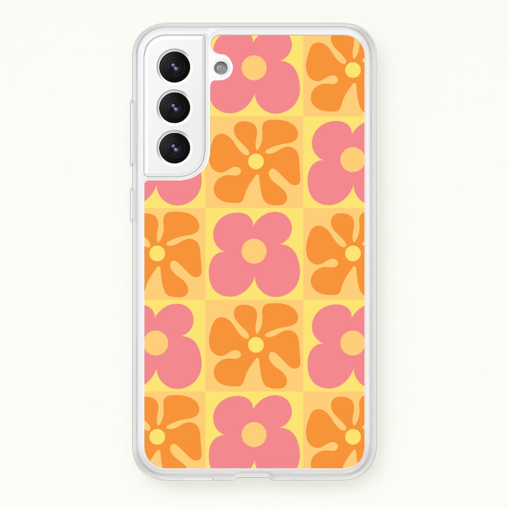 Summer Flowers Checkered Pattern - Summer Phone Case for Galaxy S22 Plus