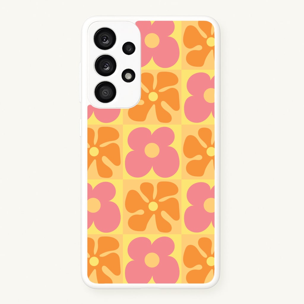 Summer Flowers Checkered Pattern - Summer Phone Case for Galaxy A53