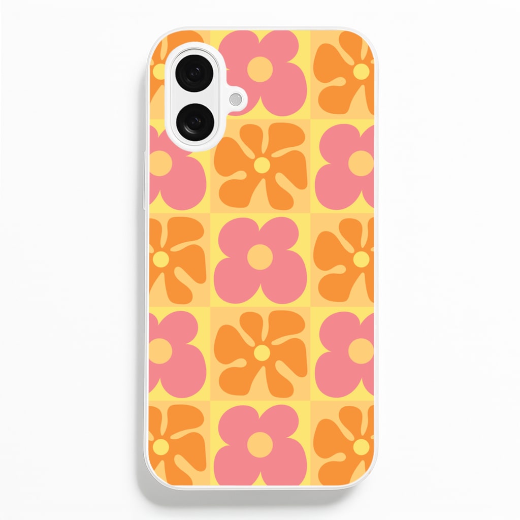 Summer Flowers Checkered Pattern Phone Case