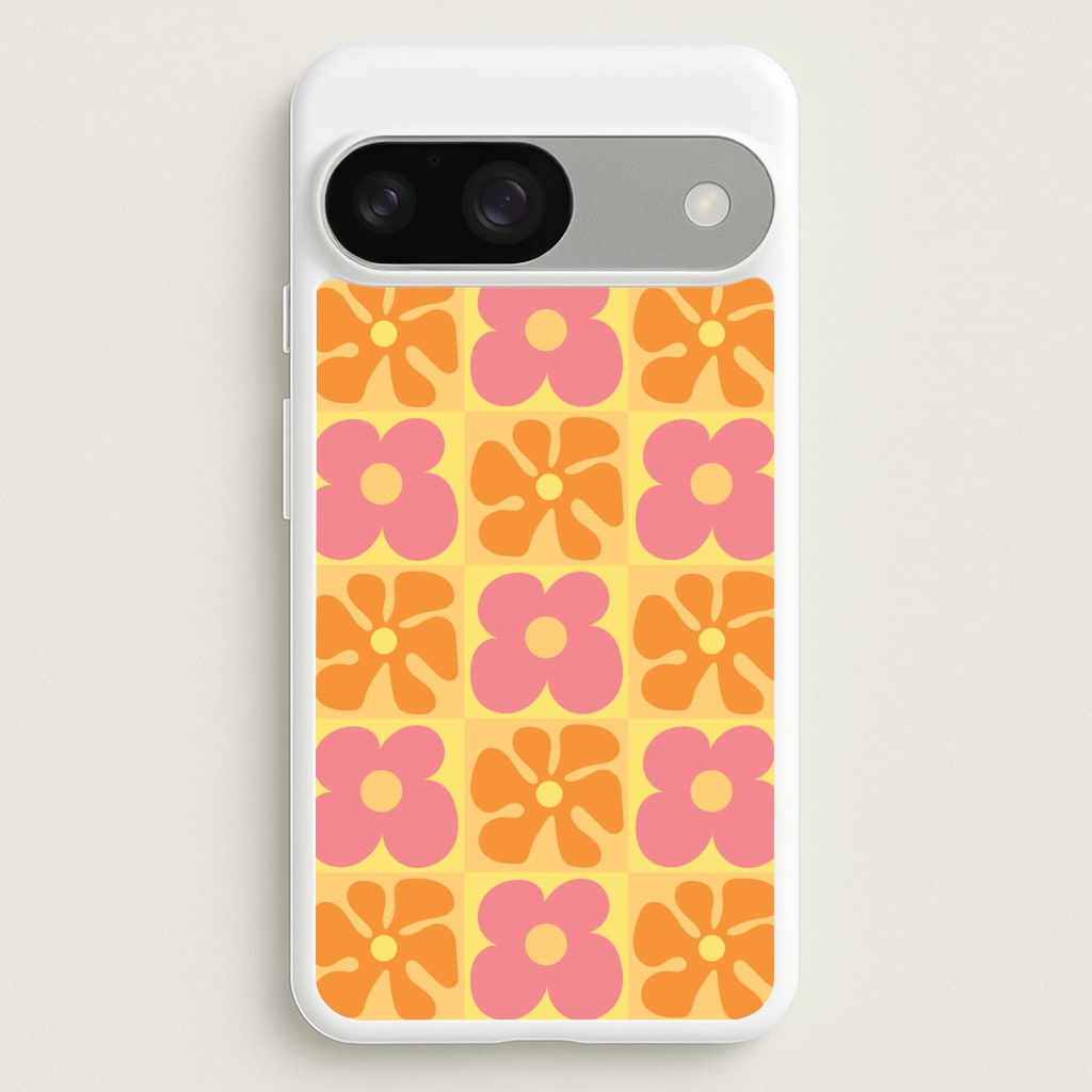 Summer Flowers Checkered Pattern - Summer Phone Case for Google Pixel 9 / 9 Pro