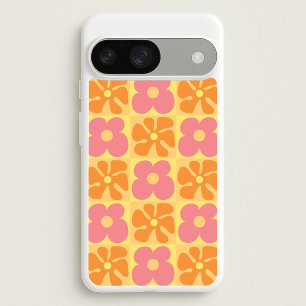 Summer Flowers Checkered Pattern - Summer Phone Case for Google Pixel 9 / 9 Pro