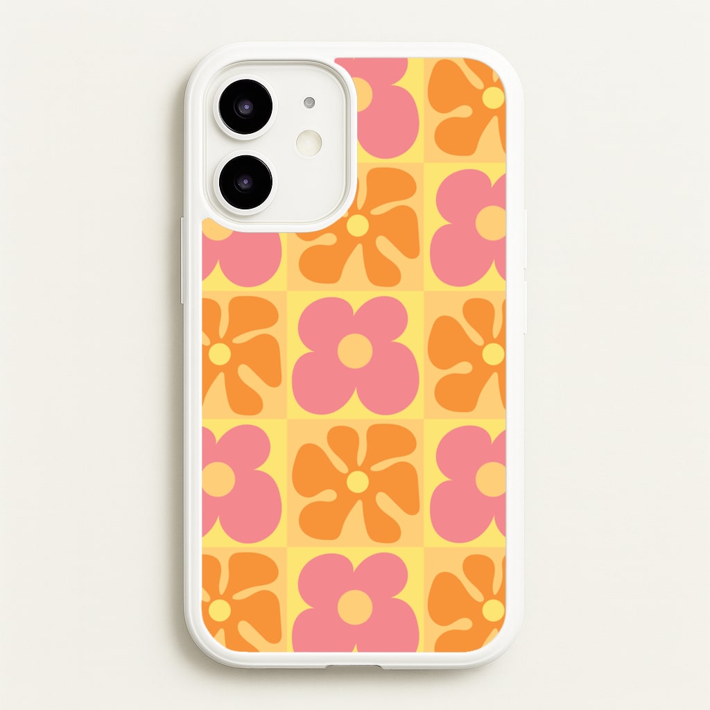 Summer Flowers Checkered Pattern - Summer Phone Case for iPhone 12 / 12 Pro