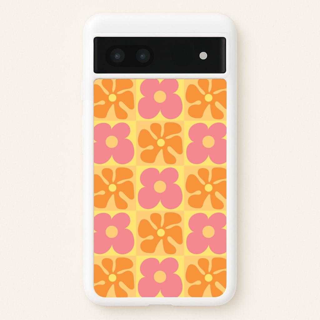 Summer Flowers Checkered Pattern - Summer Phone Case for Google Pixel 6a