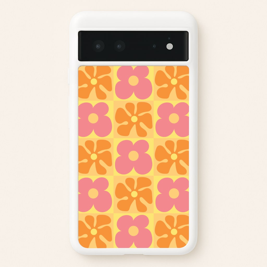 Summer Flowers Checkered Pattern - Summer Phone Case for Google Pixel 6