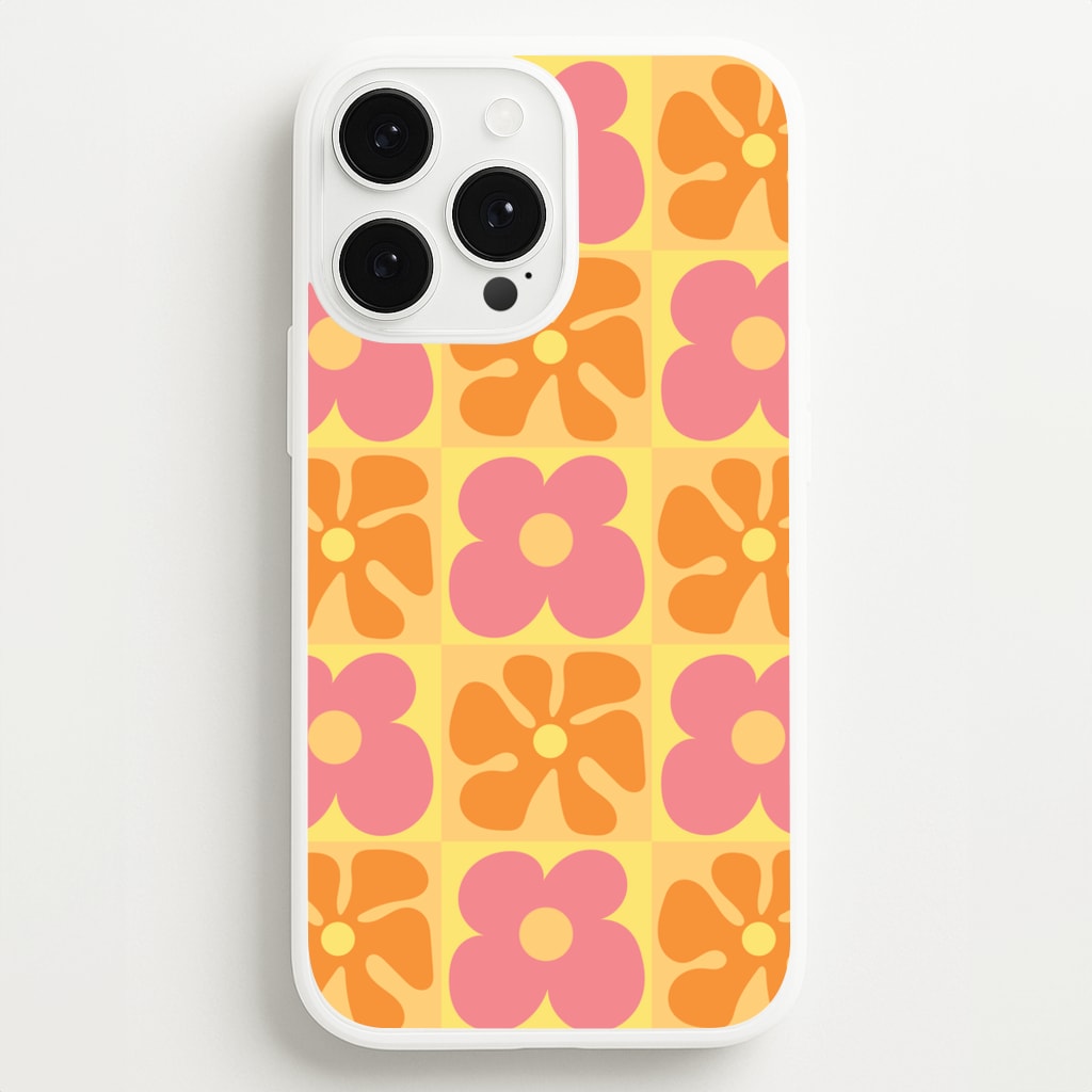 Summer Flowers Checkered Pattern - Summer Phone Case for iPhone 13 Pro Max
