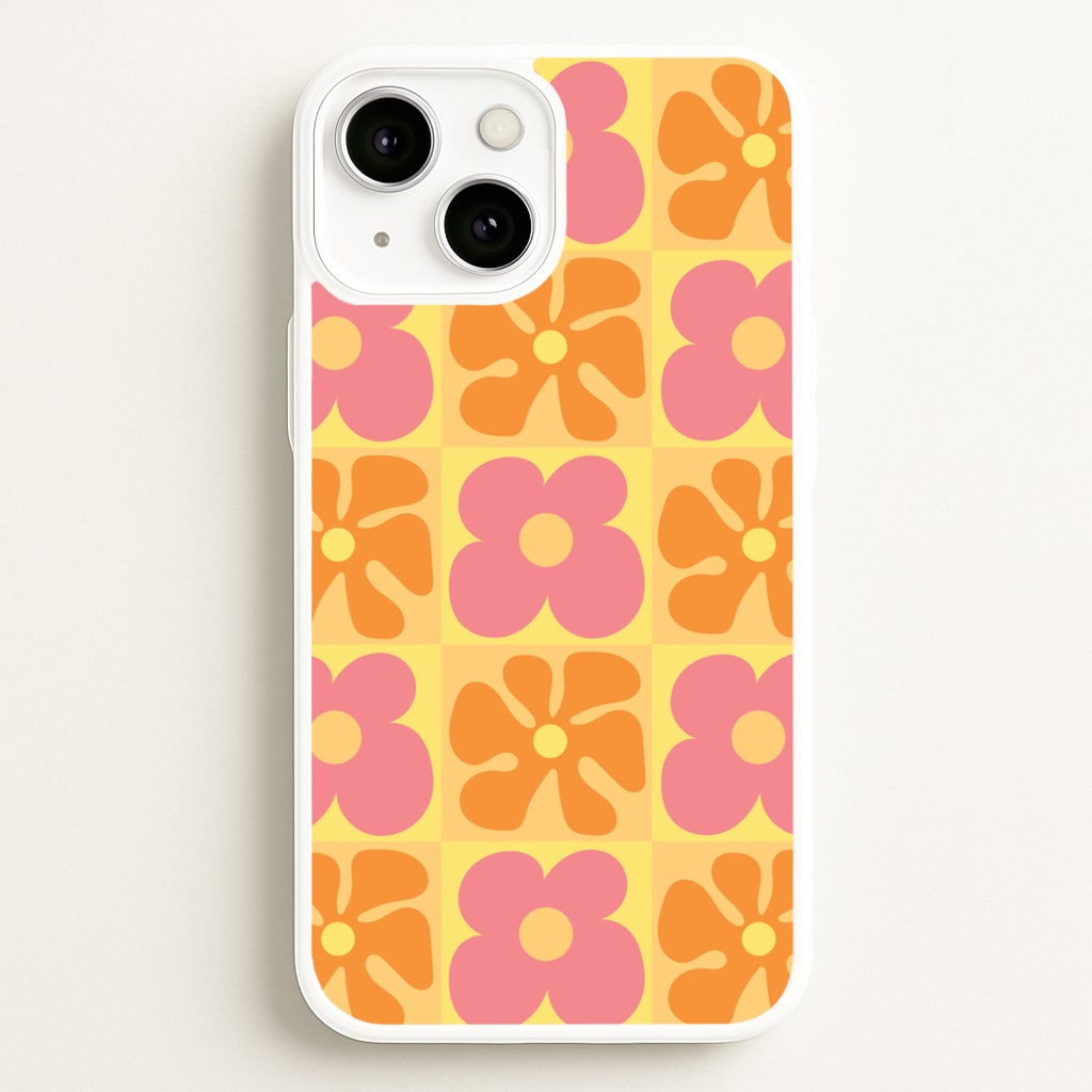 Summer Flowers Checkered Pattern - Summer Phone Case for iPhone 13