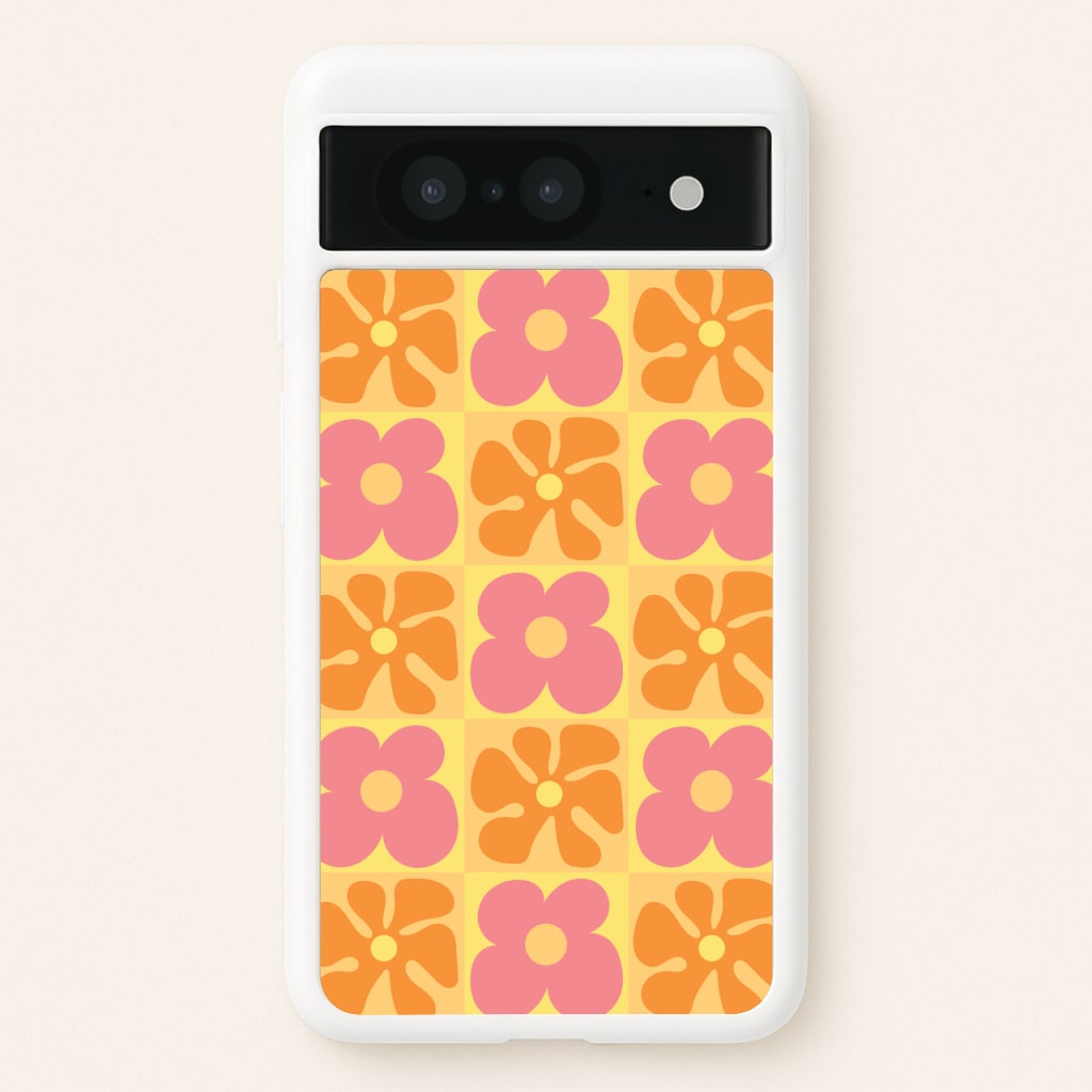 Summer Flowers Checkered Pattern - Summer Phone Case for Google Pixel 8