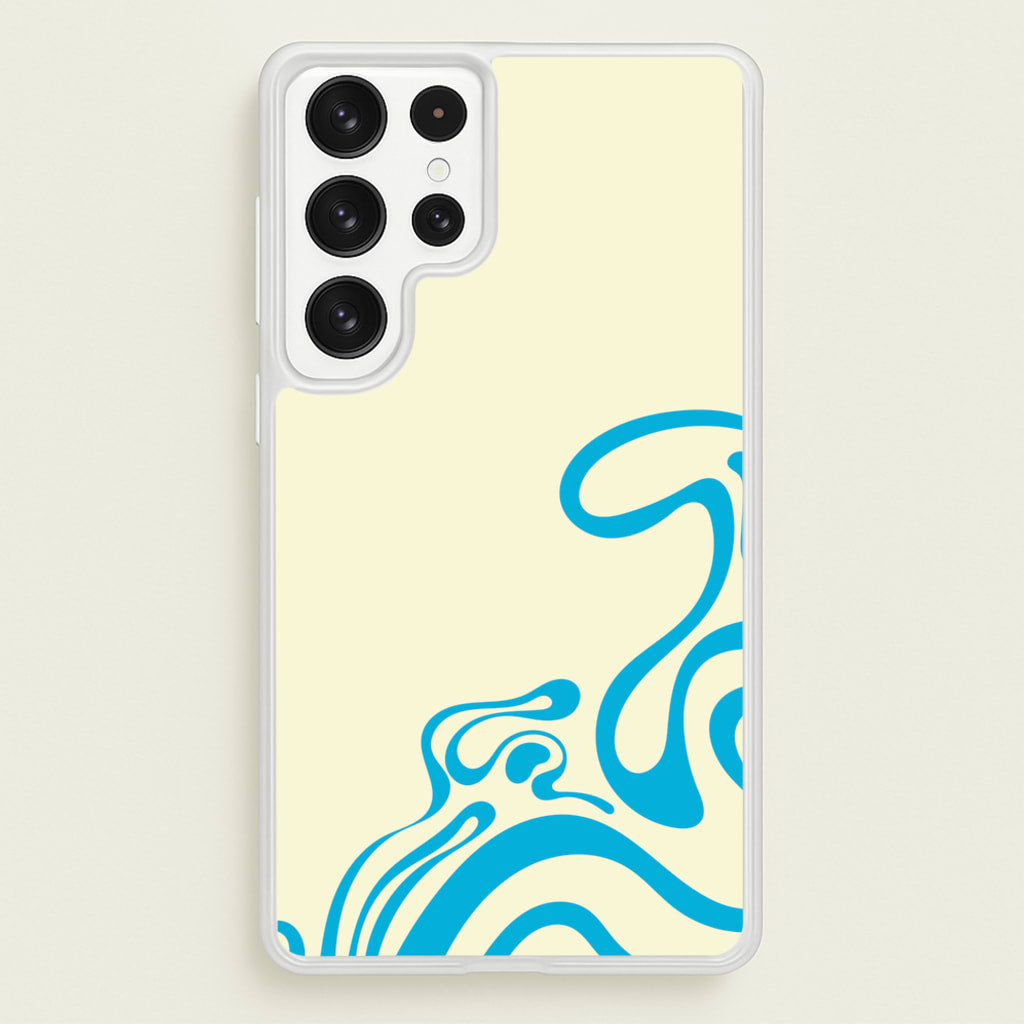 Blue Waves Corner Pattern - Summer Phone Case for Galaxy S22 Ultra
