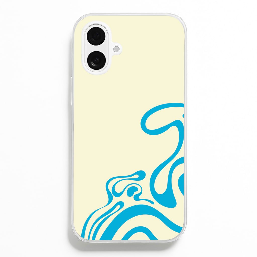 Blue Waves Corner Pattern - Summer Phone Case for iPhone 16 Plus