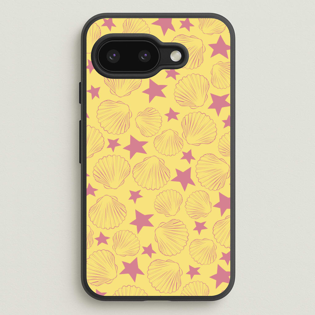 Seashells And Stars Yellow Pattern - Summer Phone Case for Google Pixel 9a