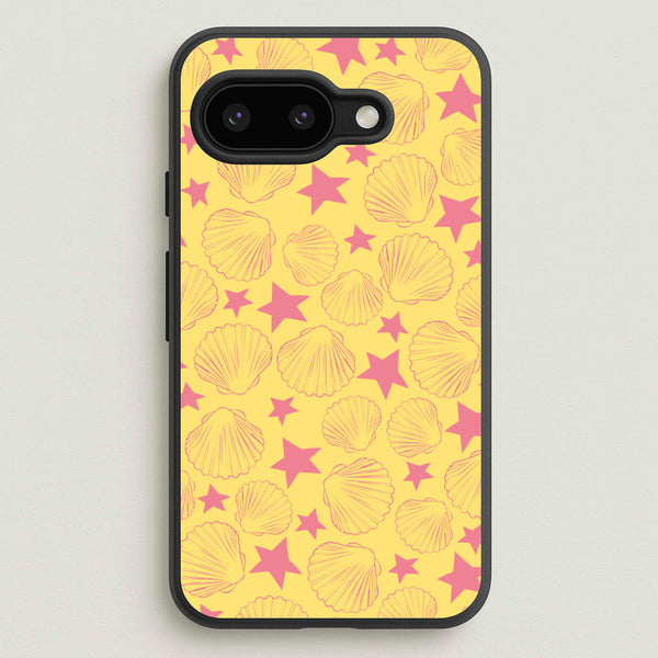 Seashells And Stars Yellow Pattern - Summer Phone Case for Google Pixel 9a