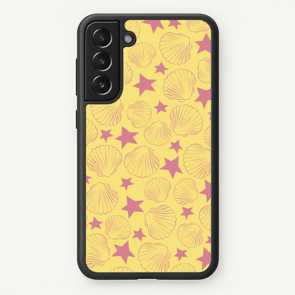 Seashells And Stars Yellow Pattern - Summer Phone Case for Galaxy S22 Plus