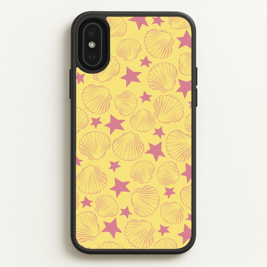 Seashells And Stars Yellow Pattern - Summer Phone Case for iPhone XS Max