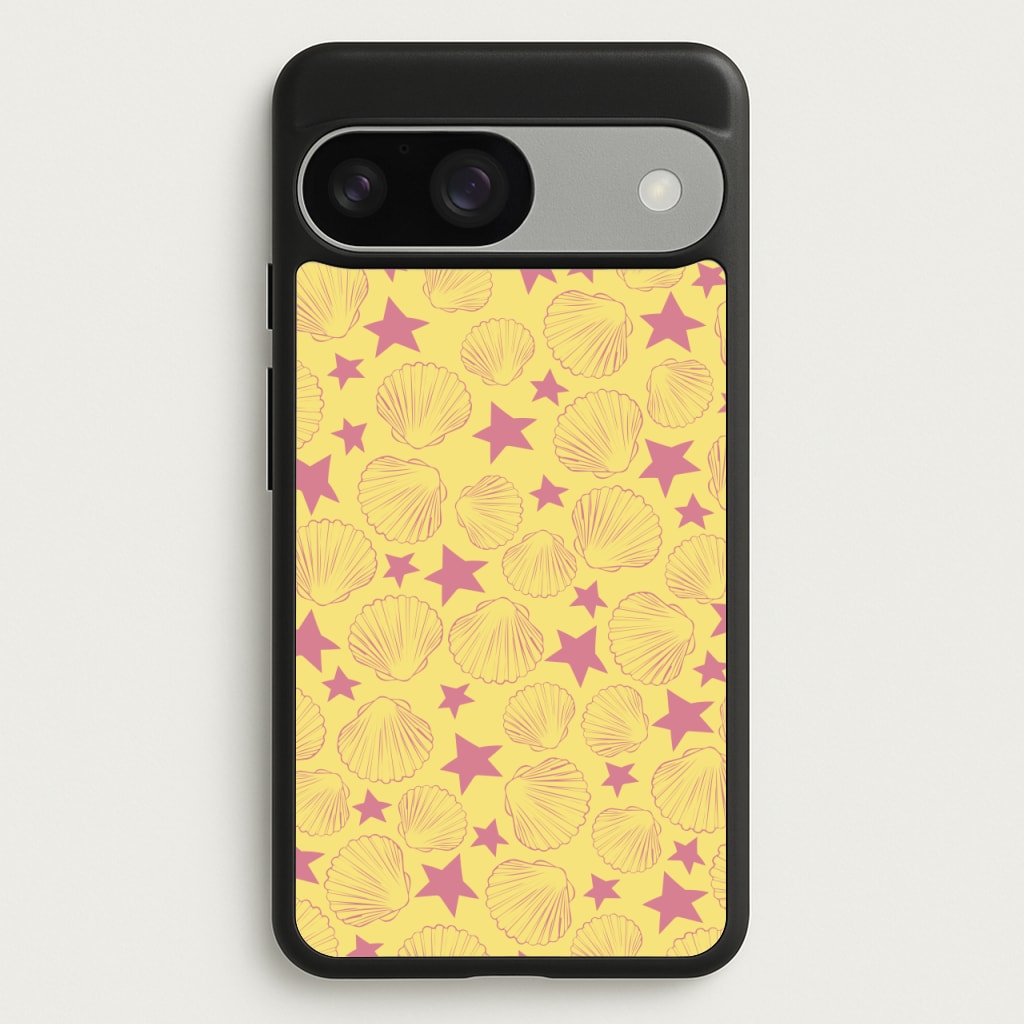 Seashells And Stars Yellow Pattern - Summer Phone Case for Google Pixel 9 / 9 Pro