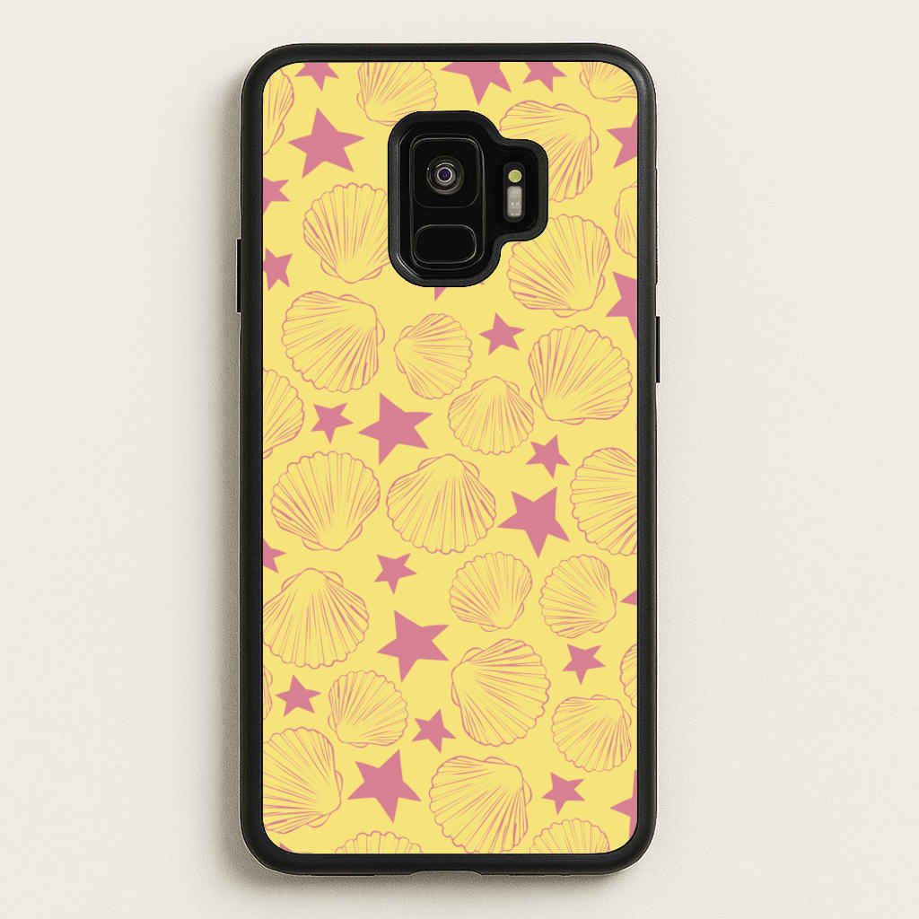 Seashells And Stars Yellow Pattern - Summer Phone Case for Galaxy S9