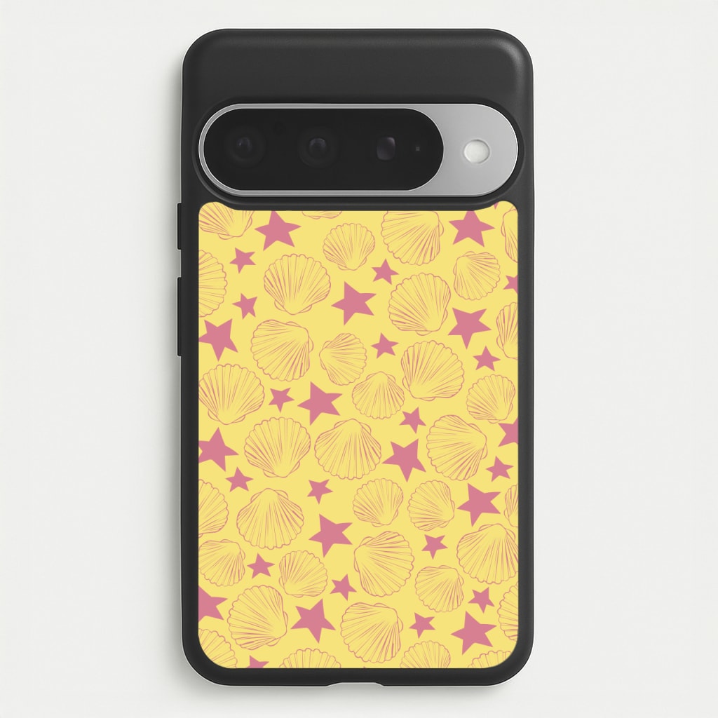 Seashells And Stars Yellow Pattern Phone Case for Google Pixel 10 Pro XL