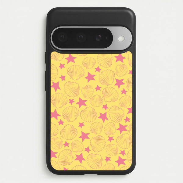 Seashells And Stars Yellow Pattern Phone Case for Google Pixel 10 Pro XL