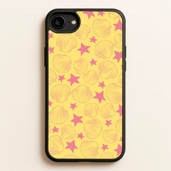 Seashells And Stars Yellow Pattern - Summer Phone Case for iPhone 6 / 7 / 8 / SE